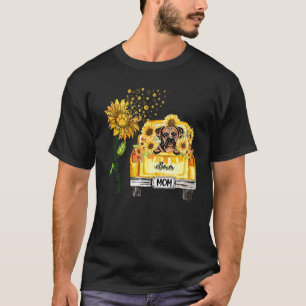 Camiseta Engraçado Boxer Mãe Cachorro Girassol