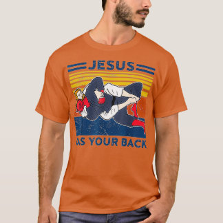 Camiseta Engraçado brasileiro Jiu Jitsu Jesus tem as costas