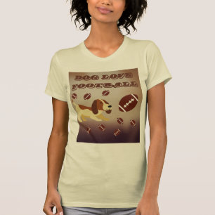 Camiseta Engraçado Brown Puppy Jogando Futebol Mulheres