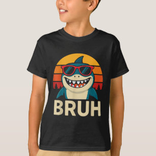 Camiseta Engraçado Bruh Shark Com Sungles Meme