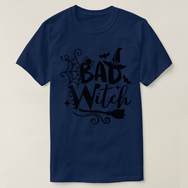 Camiseta Engraçado Bruxa Má Halloween (Frente do Design)