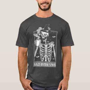 Camiseta Engraçado Bruxa Má Víbias Malditas Bruxas Esquelet