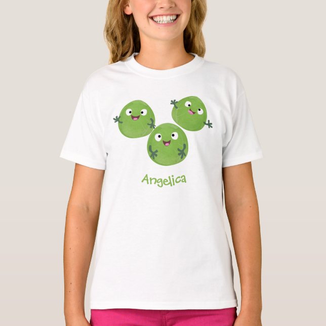 Camiseta Engraçado Bruxelas brota caricatura de legumes (Frente)