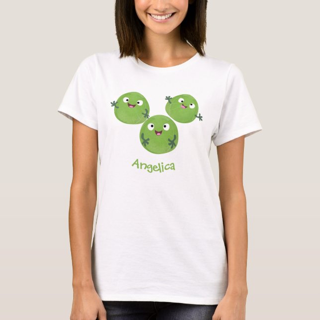 Camiseta Engraçado Bruxelas brota caricatura de legumes (Frente)