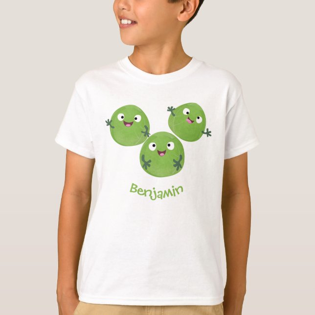 Camiseta Engraçado Bruxelas brota caricatura de legumes (Frente)