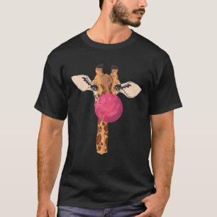 Camiseta Engraçado Bubblegum Giraffe mastigando goma de mas