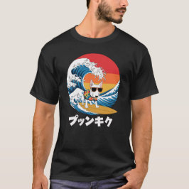 Camiseta Engraçado Bull Terrier Japonês Kanagawa Wave Dog