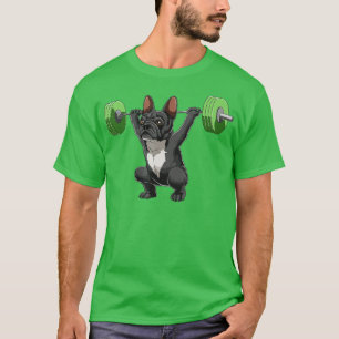 Camiseta Engraçado Bulldog de França e Bodybuildin