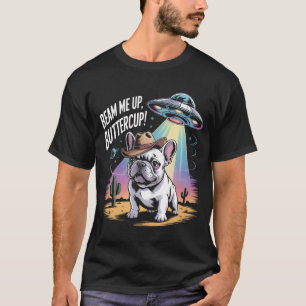 Camiseta Engraçado Bulldog Francês OVNI Abdução de Alieníge