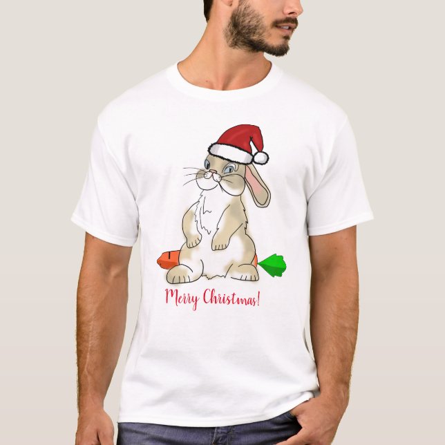 Camiseta Engraçado Bunny Feliz Natal (Frente)