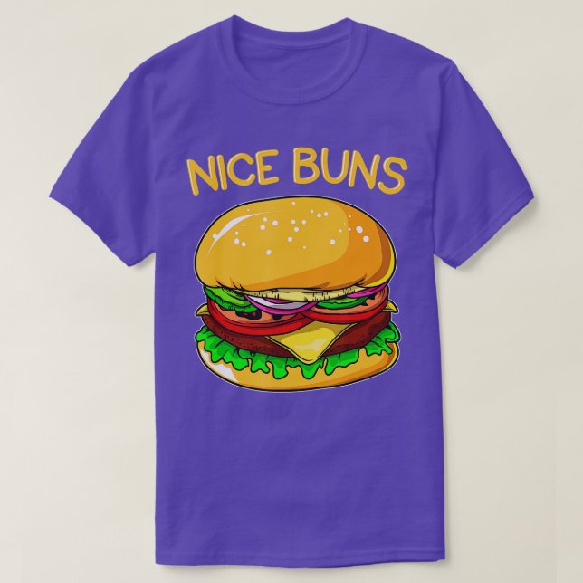Camiseta Engraçado Burger Hamburger Cheeseburger Nice Buns  (Frente do Design)