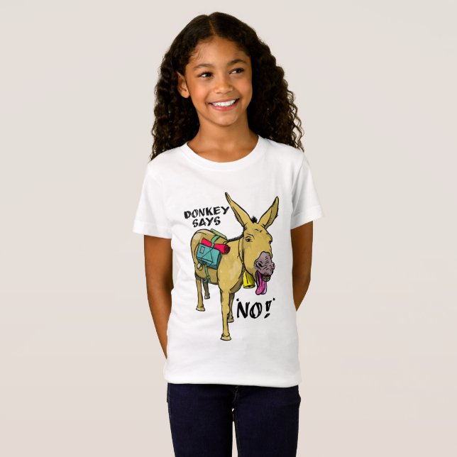 Camiseta Engraçado burro diz não! (Frente Completa)