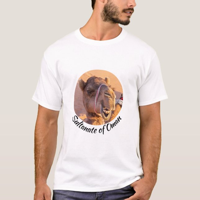 Camiseta Engraçado cabeça de Camel no deserto de Oman Wahib (Frente)