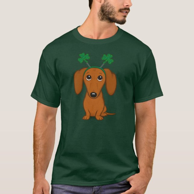 Camiseta Engraçado Cachorrinho do Dia de São Patrício Shamr (Frente)