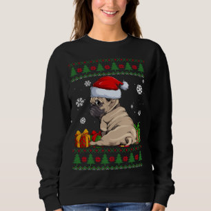 Camiseta Engraçado Cachorro amante Bonito Pug Santa Hat Fei