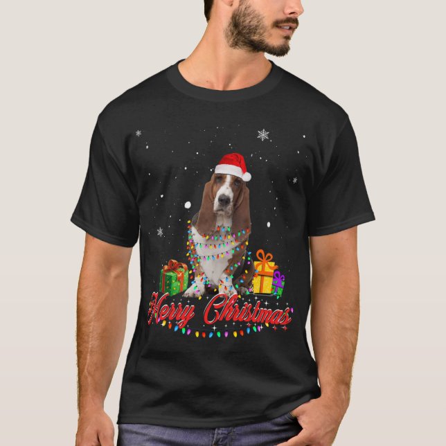 Camiseta Engraçado Cachorro Cachorro Cachorro Papai noel Na (Frente)