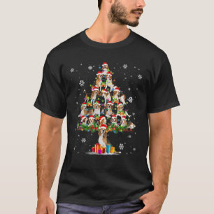 Camiseta Engraçado Cachorro Cachorro De Árvore De Natal Hat