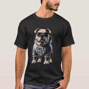 Camiseta Engraçado Cachorro-Cachorro Inglês Preguiçoso Chil