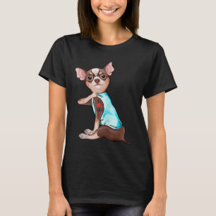 Camiseta Engraçado Cachorro Chihuahua Adoro Tatuagem Pai En