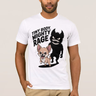 Camiseta Engraçado Cachorro Chihuahua "Corpo Pequeno, Grand