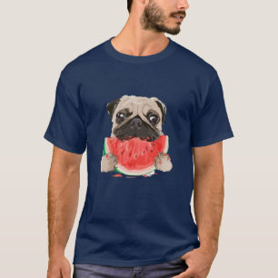 Camiseta Engraçado Cachorro Comendo Melancia Amigo