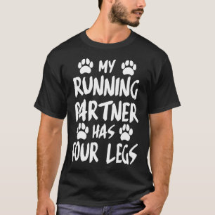 Camiseta Engraçado Cachorro Corrente Quatro Maratona-Pernas