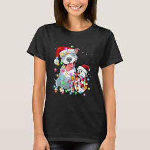 Camiseta Engraçado Cachorro de Natal Tee Snowman Xmas Light