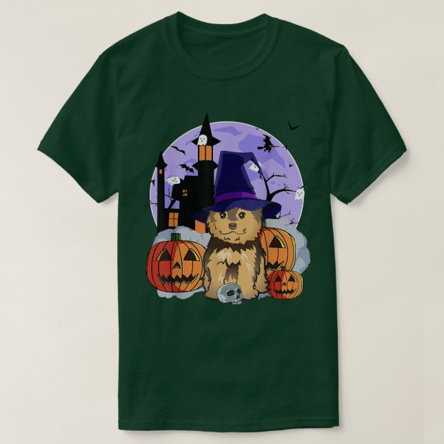 Camiseta Engraçado Cachorro do Dia das Bruxas (Frente do Design)