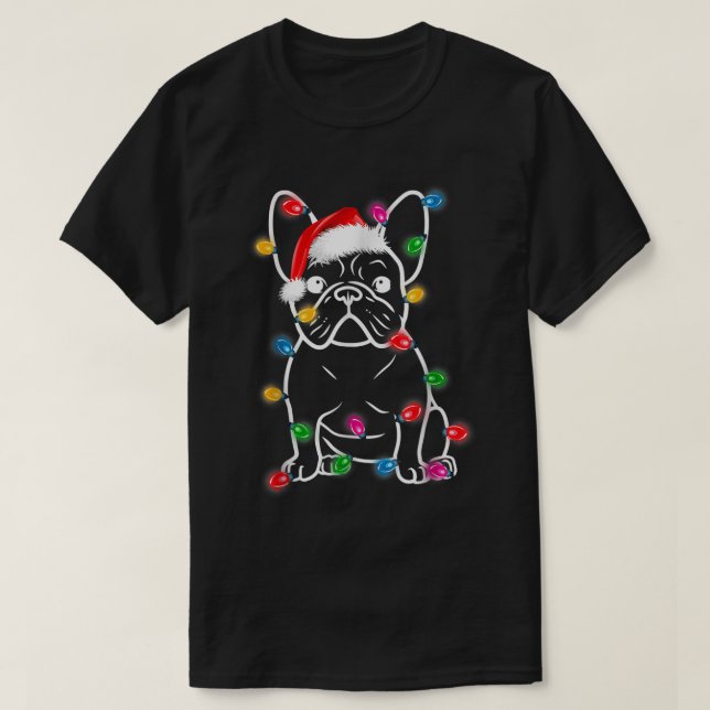 Camiseta Engraçado Cachorro Francês Cachorro Árvore De Nata (Frente do Design)