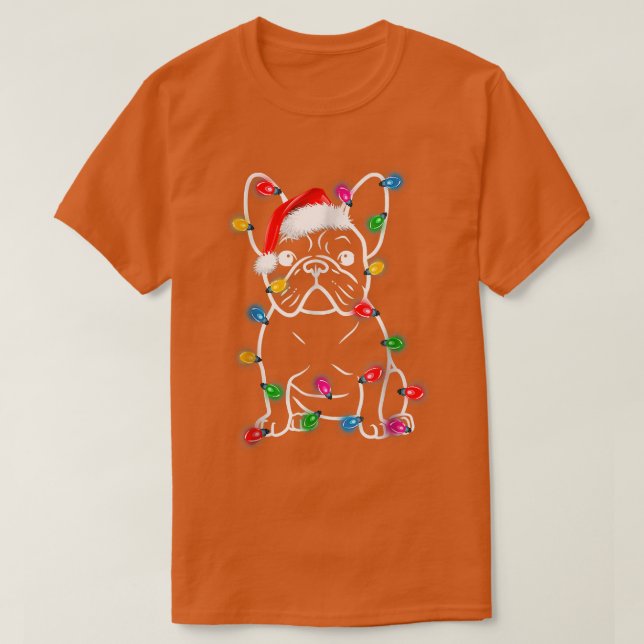 Camiseta Engraçado Cachorro Francês Cachorro Árvore De Nata (Frente do Design)