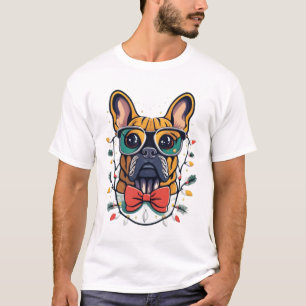 Camiseta Engraçado Cachorro Francês Cachorro Árvore De Nata