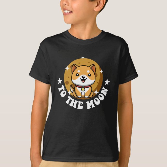 Camiseta Engraçado Cachorro Moedas Para A Lua (Frente)