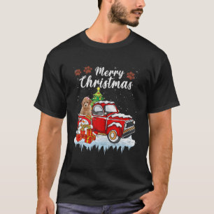 Camiseta Engraçado Cachorro Neve Vermelha Caminhão Natal