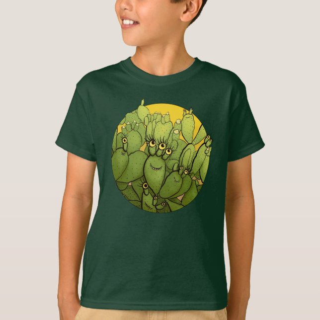 Camiseta Engraçado Cactus Caracteriza Sucultos Verdes Bonit (Frente)