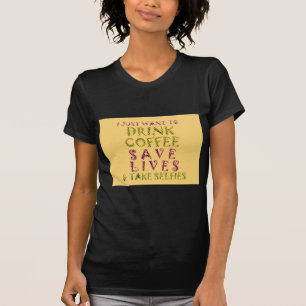Camiseta Engraçado Café Selfie Design