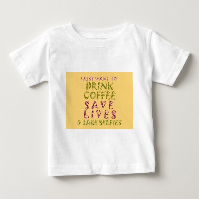 Camiseta Engraçado Café Selfie Design (Frente)