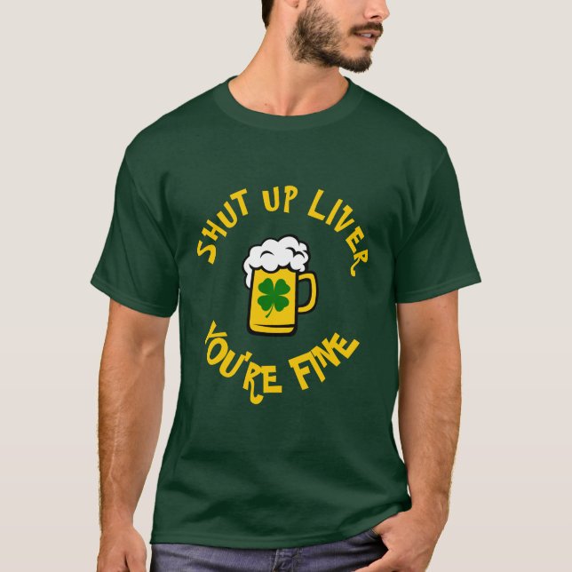 Camiseta Engraçado Cale a boca Dia de São Patrício de Cerve (Frente)