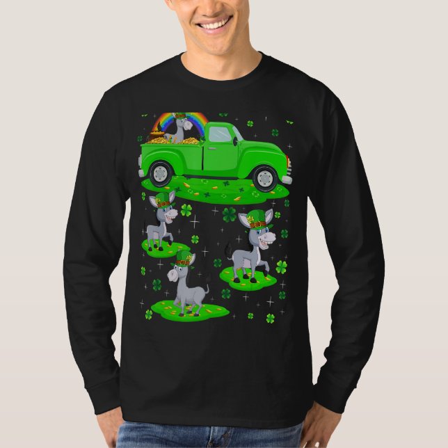 Camiseta Engraçado Caminhão Verde Leprechaun Hat Mule Rua. (Frente)