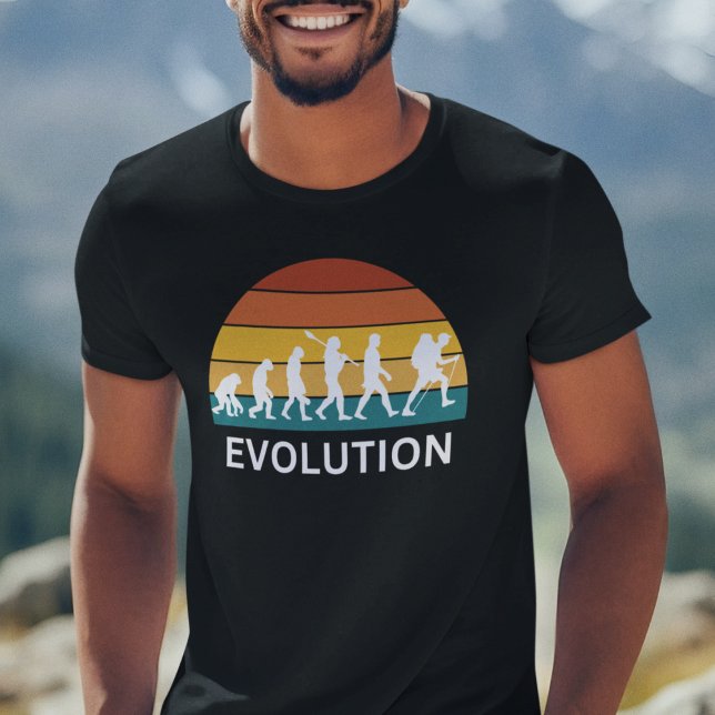 Camiseta Engraçado Caminho (Evolution of Hiking T-Shirt for hikers.)