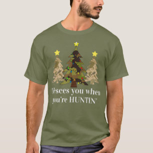 Camiseta Engraçado Camo Árvore de Natal caçando roupas m