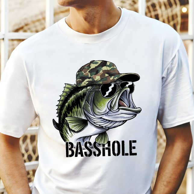 Camiseta Engraçado Camo Basshole Bass Pesca (Criador carregado)