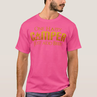 Camiseta Engraçado Camper Feliz Acampando o Bebendo da Beer