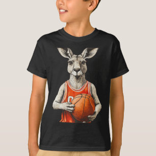 Camiseta Engraçado Canguru Com Costume De Basquete E Jersey