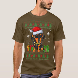 Camiseta Engraçado Cão ama Dachshund Santa Hat Ugly Christm