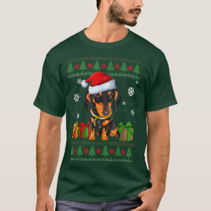 Camiseta Engraçado Cão ama Dachshund Santa Hat Ugly Christm