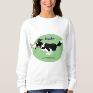 Camiseta Engraçado Cão da Borda Collie executando desenho a