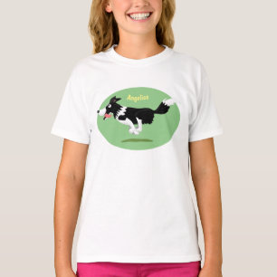 Camiseta Engraçado Cão da Borda Collie executando desenho a
