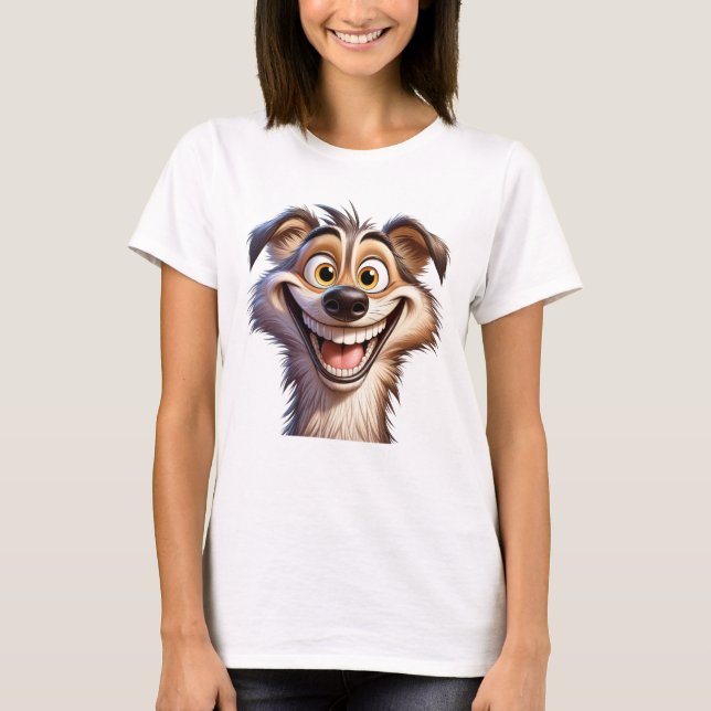 Camiseta Engraçado Cão Selfie (Frente)