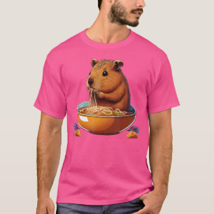 Camiseta Engraçado Capybara Capibara Comendo Ramen Nood