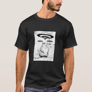 Camiseta Engraçado Capybara Selfie com OVNIs esquisitos